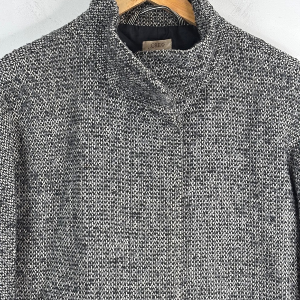 J Crew Daphne Wool Topcoat 8 Tweed Cocoon Coat Black White Old Money Preppy READ - Picture 4 of 15